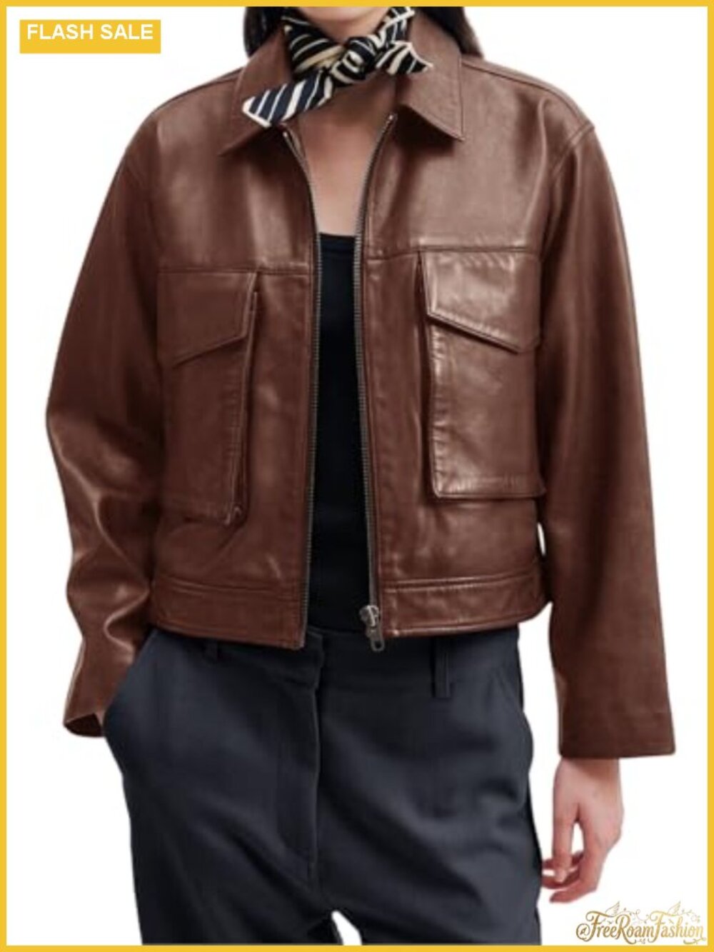 Faux Leather Motorcycle Bomber Jacket Cropped Zip Up Outerwear